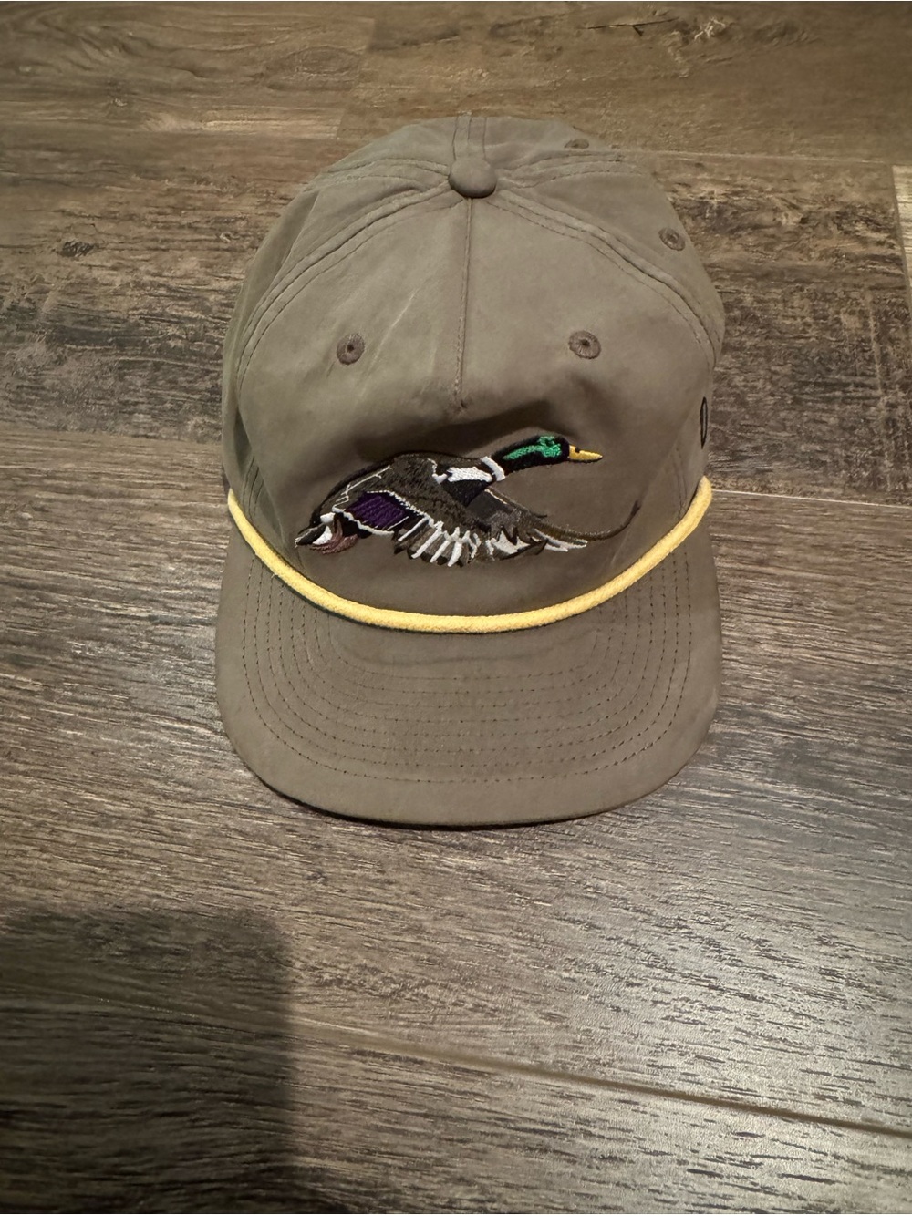 Duck Camp Olive Outdoor Snap Back Hat with Mallard Duck Embroidered